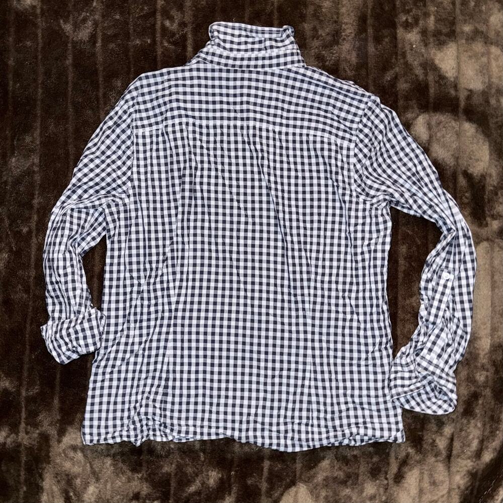 Talbots Navy & White Gingham Button Down Shirt‎ - 100% Cotton - Women's Size L - Picture 2 of 6